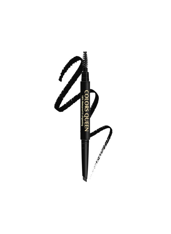 Colors Queen Brow Master Eyebrow Definer Pencil with Spoolie | Natural Looking Brows | Smudge Proof, Waterproof and Long Lasting Eyebrow Pencil (Black) - Image 1